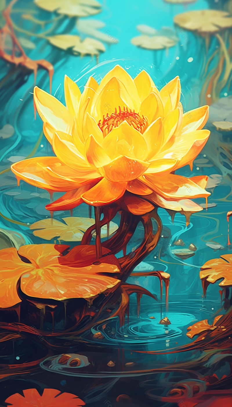夏至节气池塘荷花风景绘画插图,插画/手绘图,插画/手绘图库,插画/手绘图下载,插画/手绘